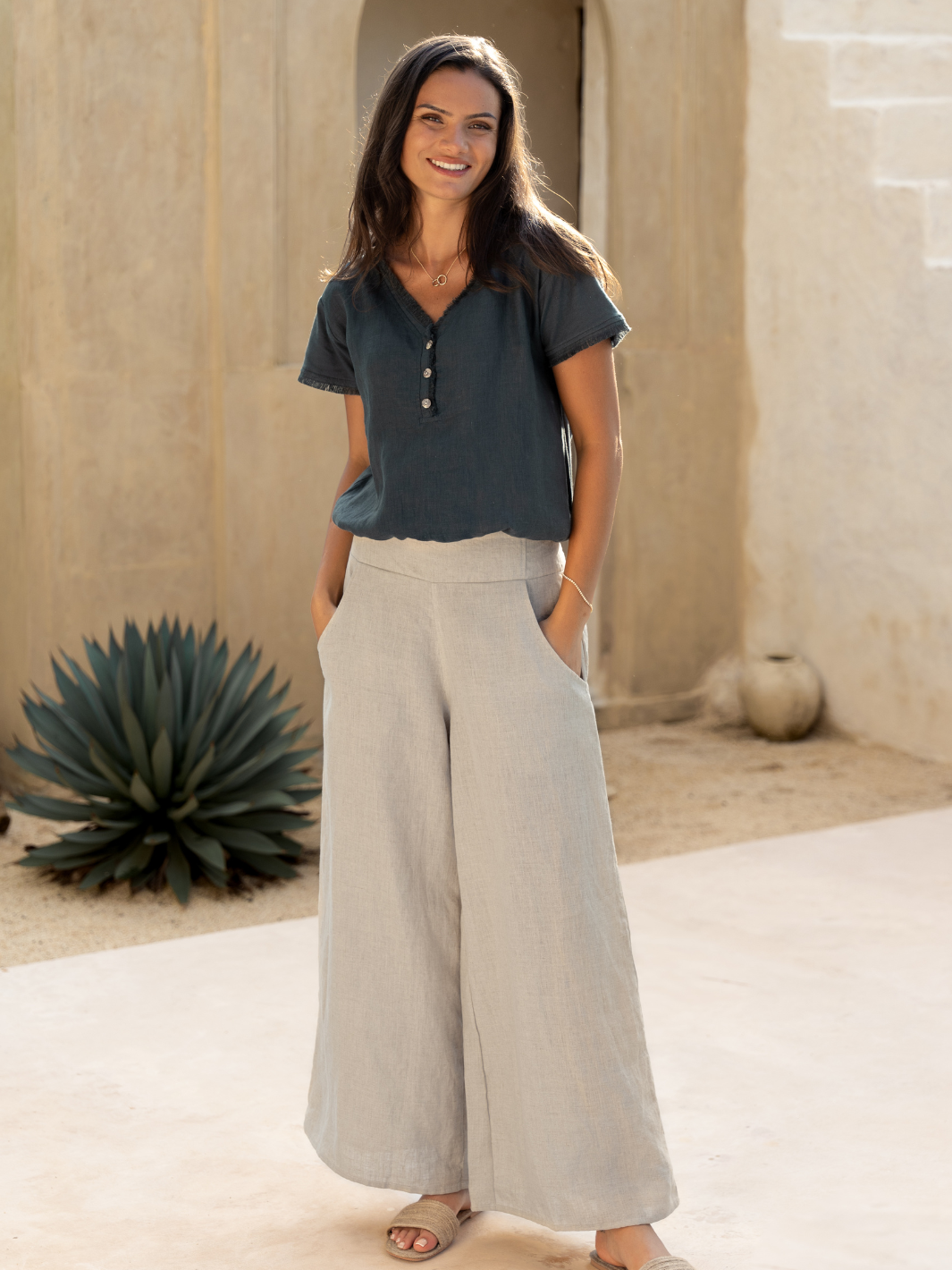 Portillo Linen Trousers Flax