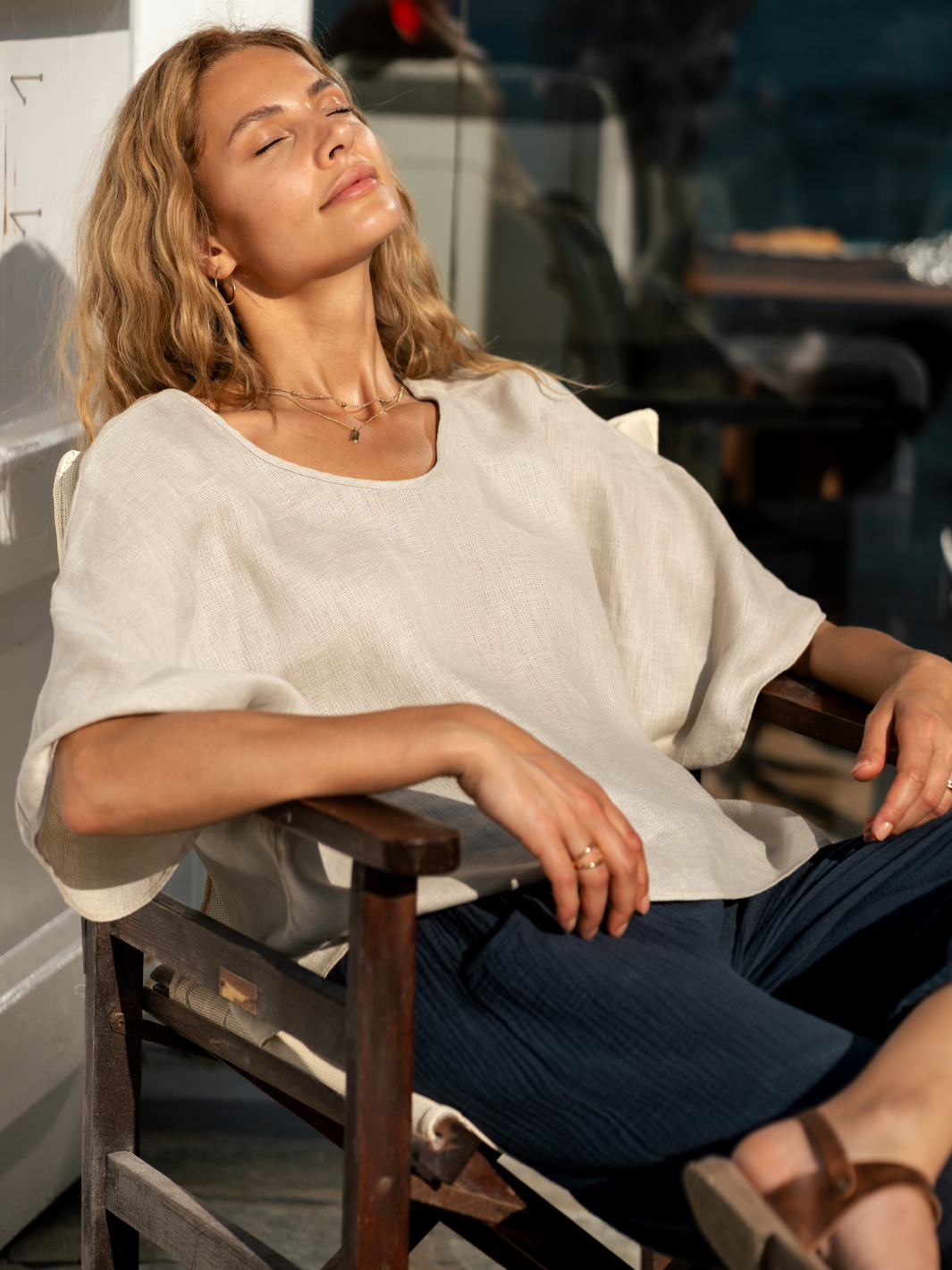 Selene Linen Top Stone