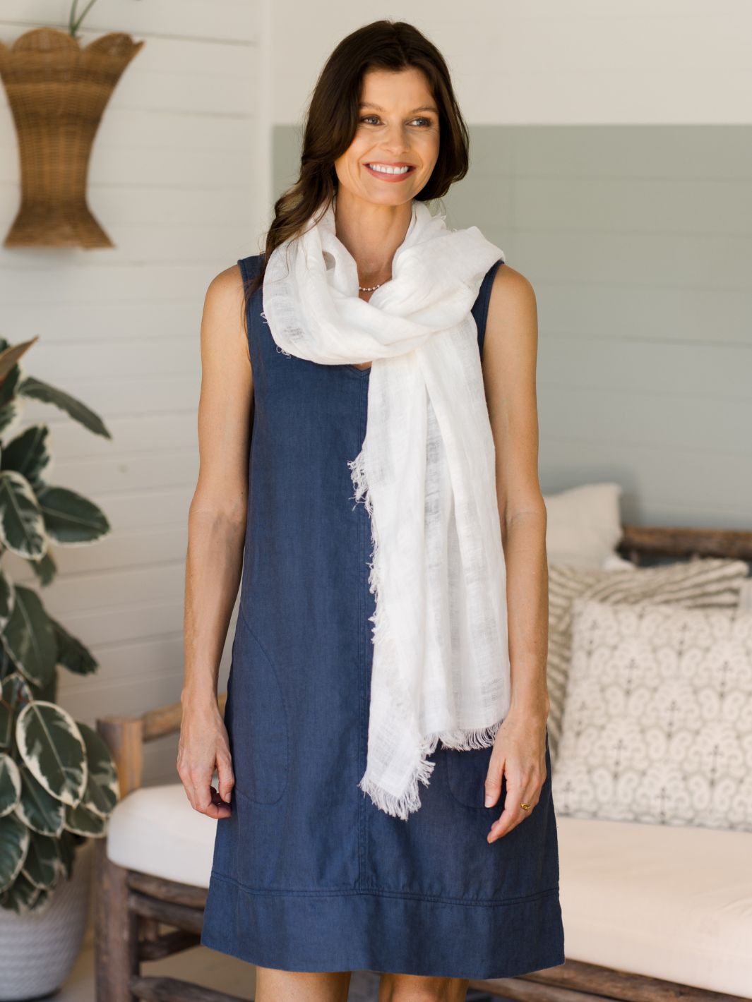 Beachcomber French Linen Dress Navy