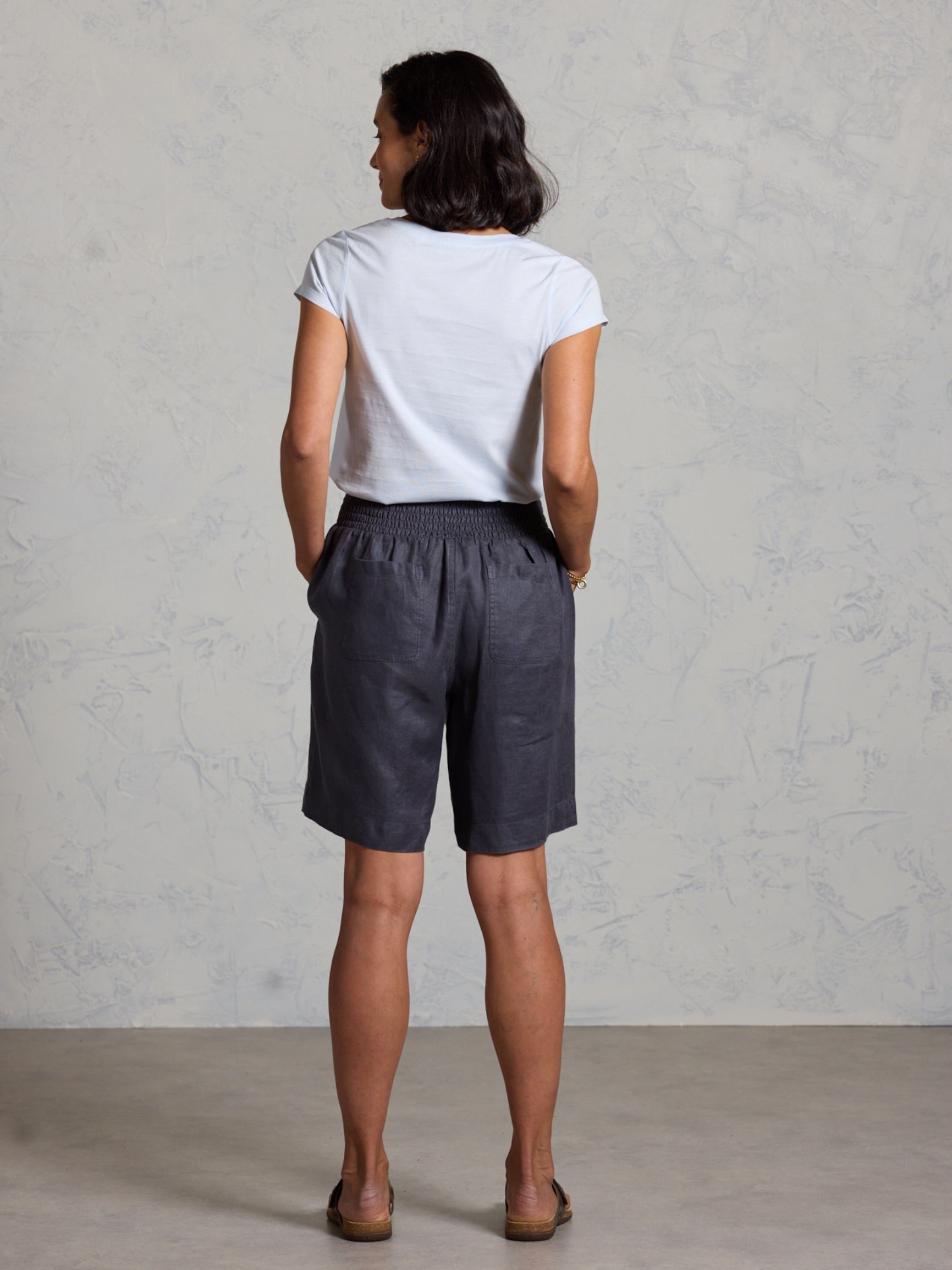 Cove French Linen Shorts Charcoal