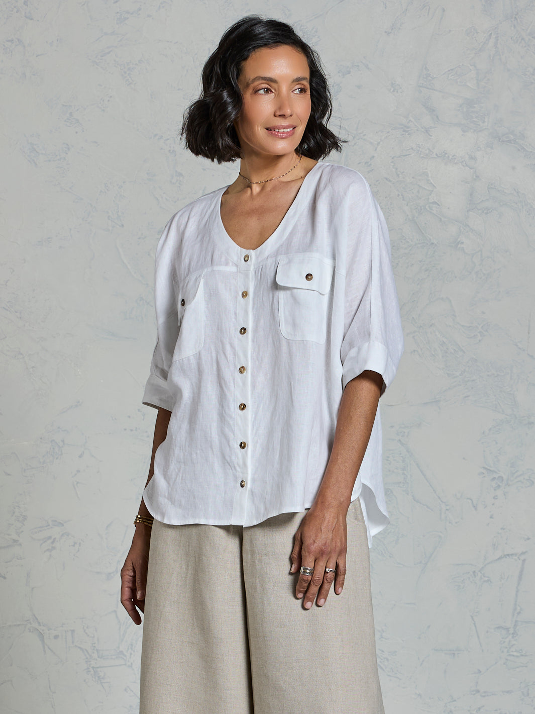 Dune French Linen Shirt White