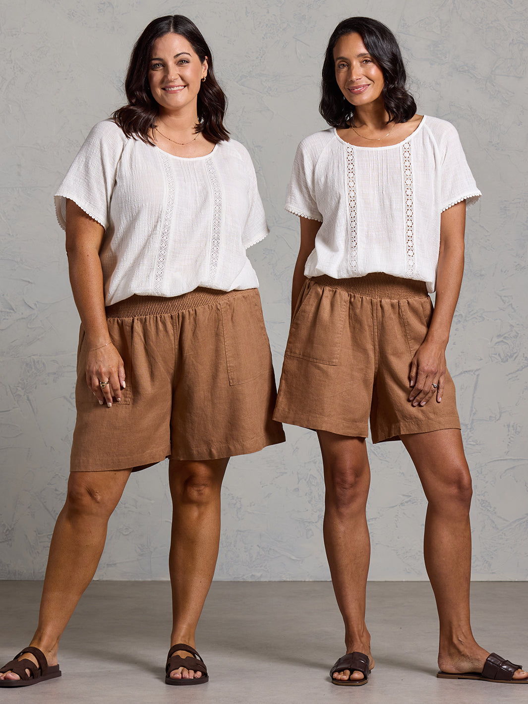 Mae French Linen Shorts Desert Sand