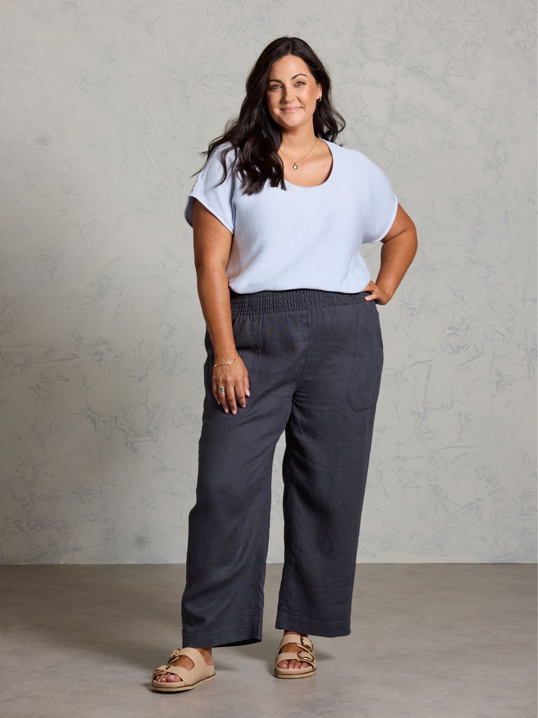 Nautical French Linen Pants Charcoal