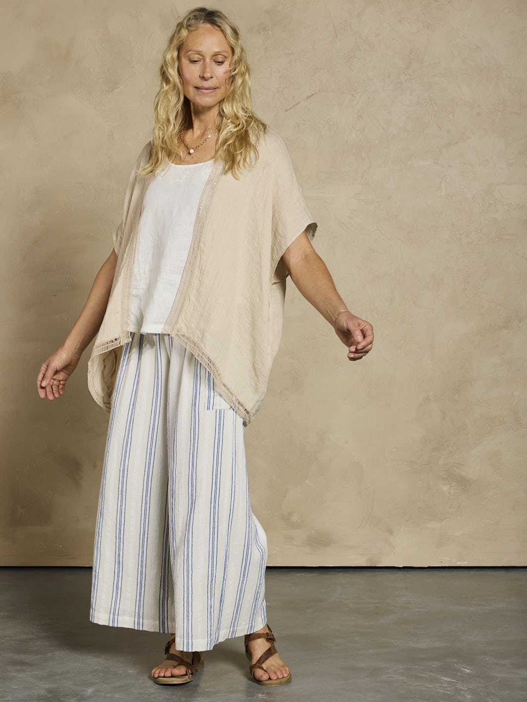 Rhea French Linen Kimono Stone