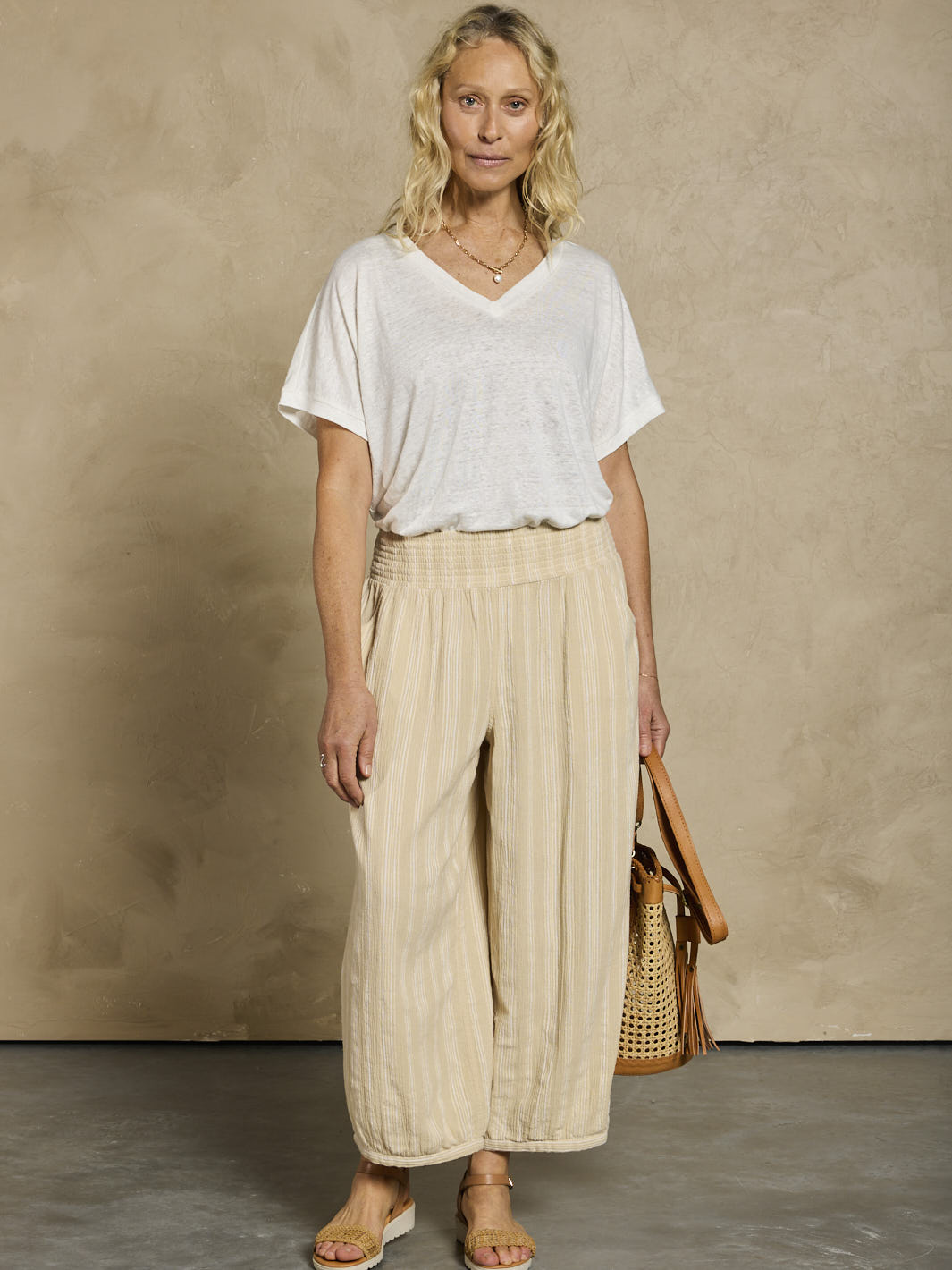 Sadhu Cotton Trousers Sand Stripe