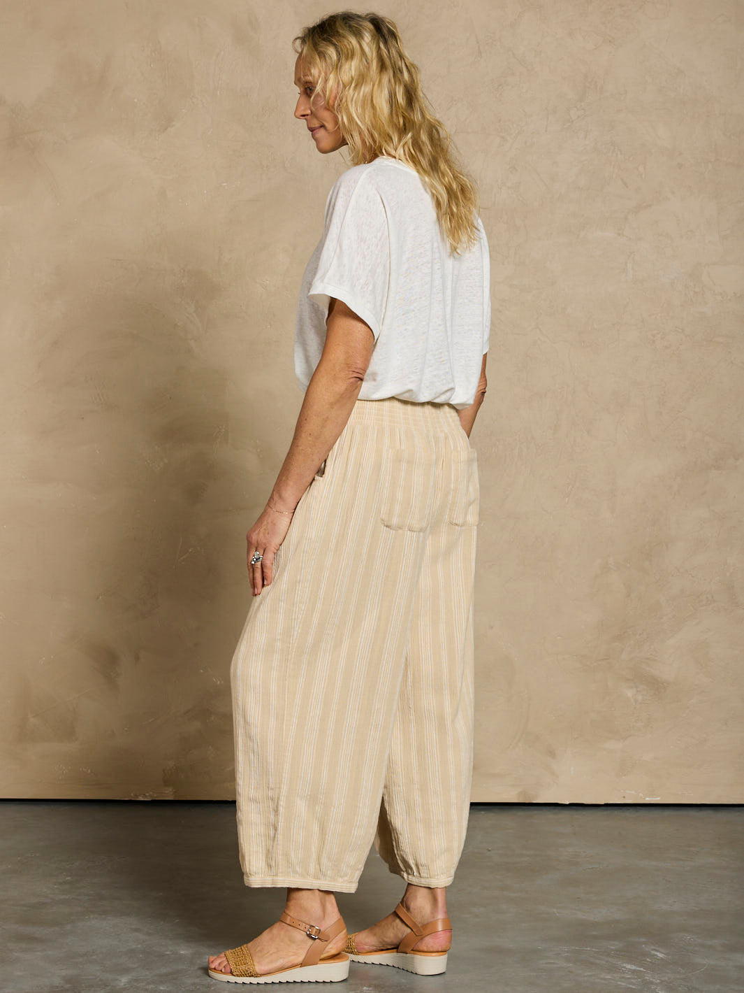 Sadhu Cotton Trousers Sand Stripe