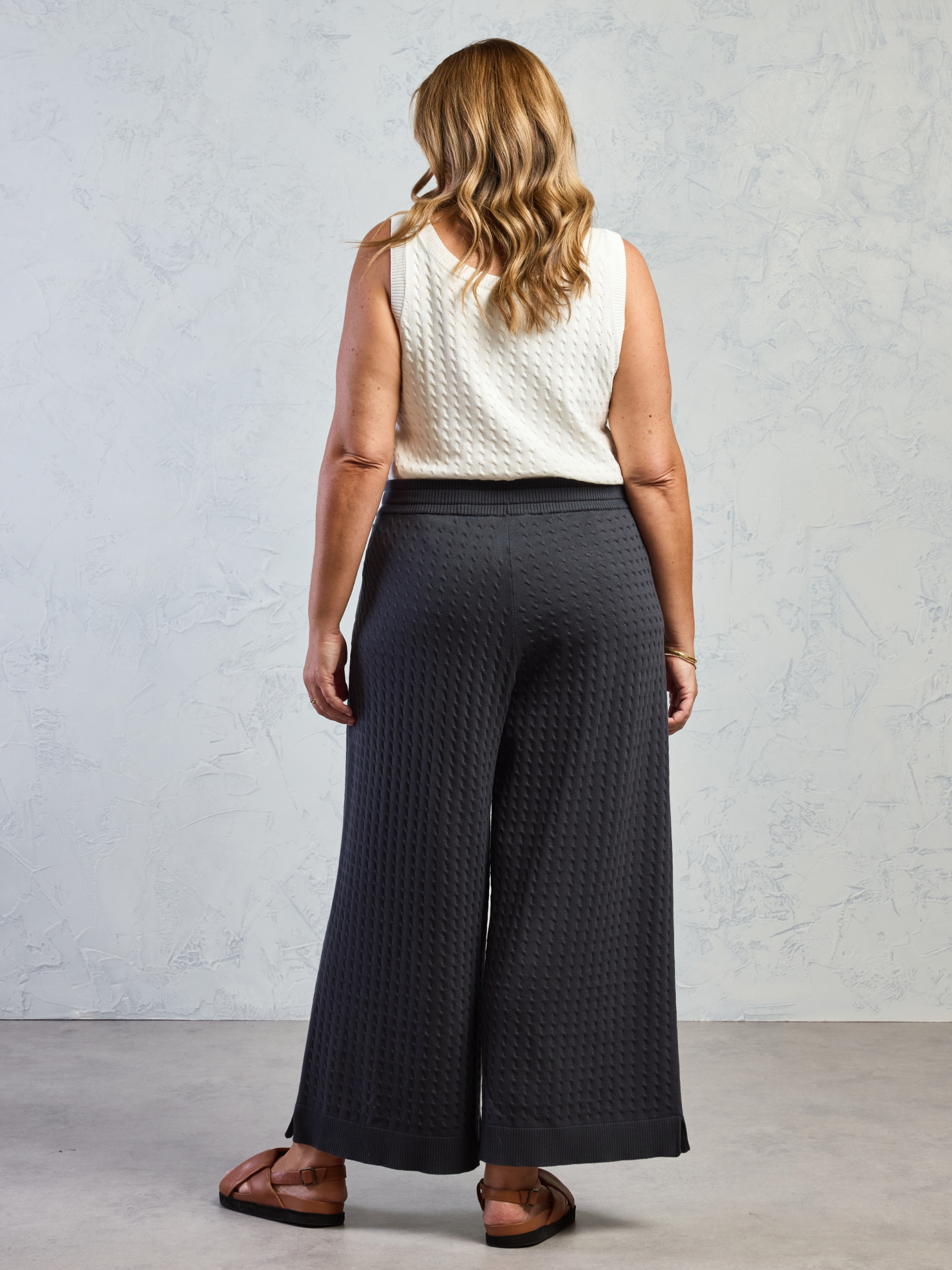 Pambula Cotton Knit Trousers Charcoal