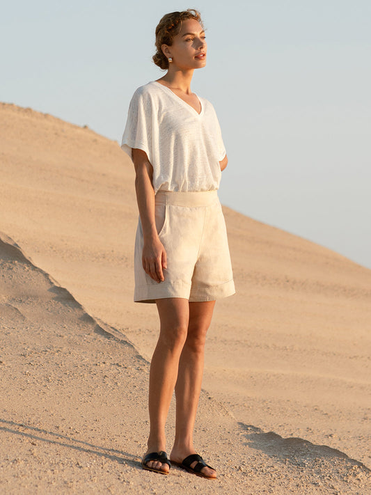 Paros Linen Shorts Stone