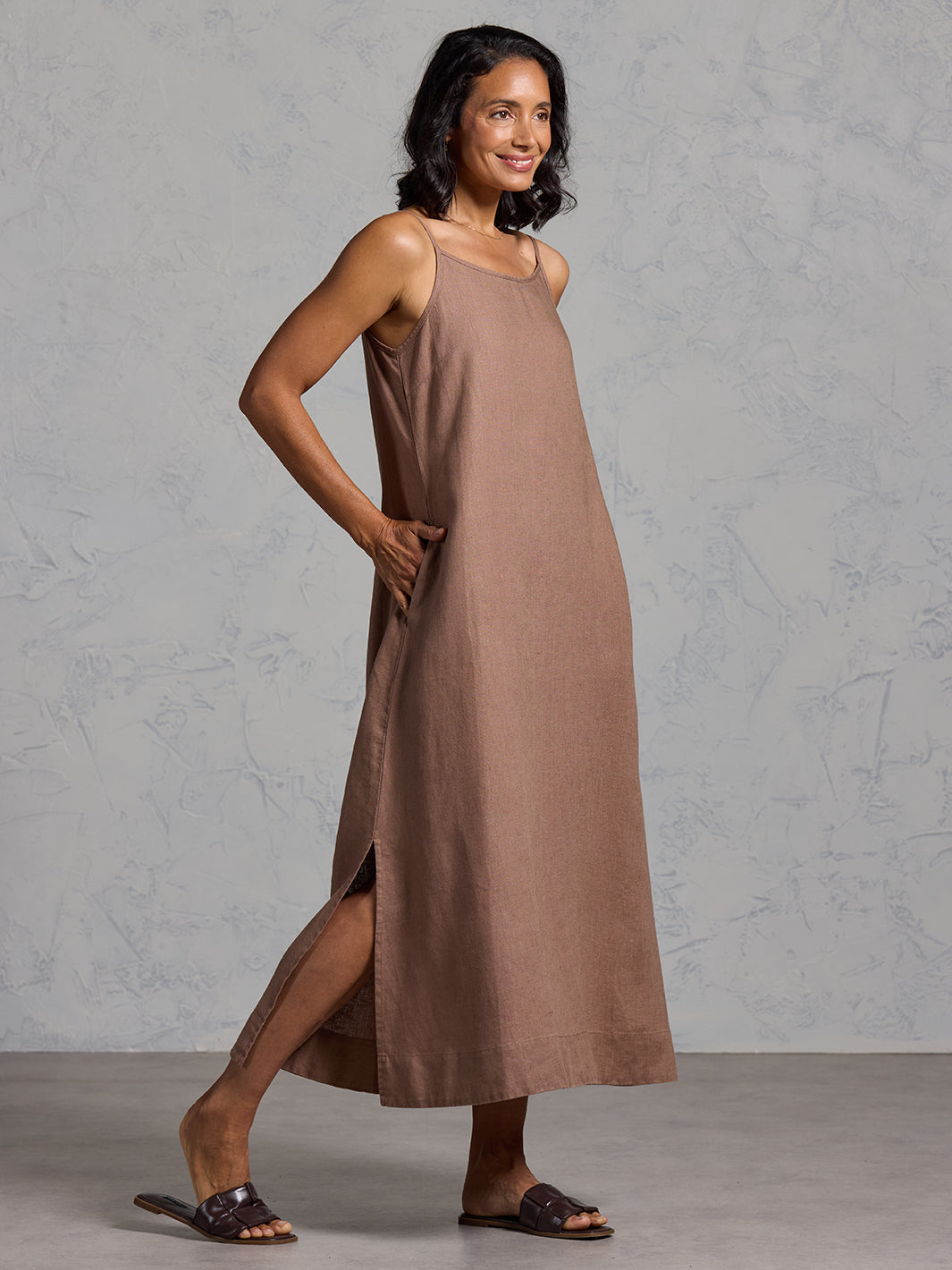 Peony French Linen Dress Cinnamon