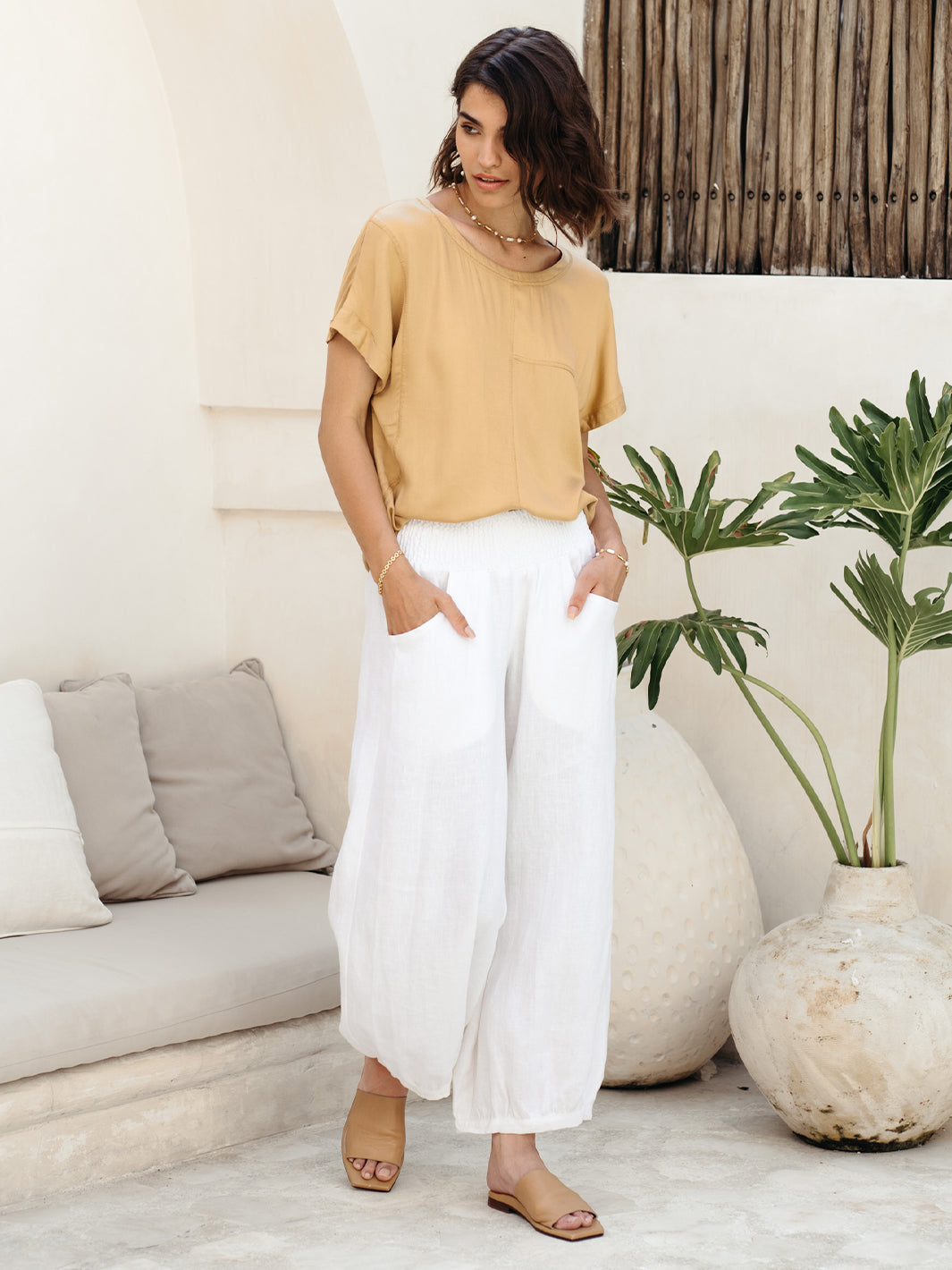 Sadhu French Linen Trousers White
