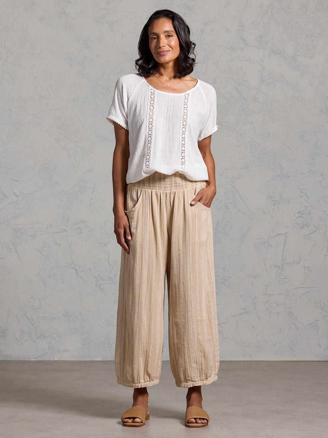 Sadhu Cotton Trousers Sand Stripe