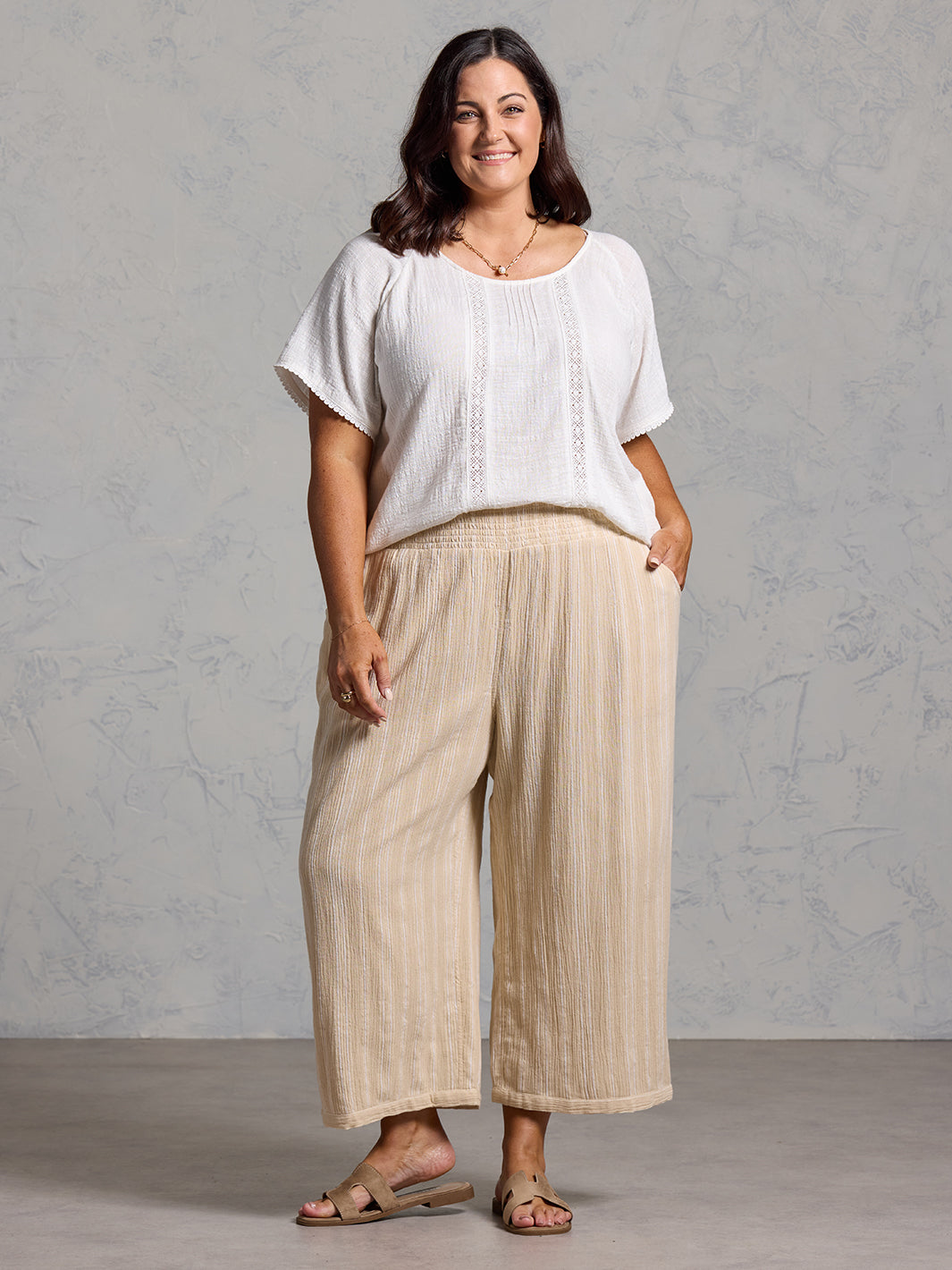 Sadhu Cotton Trousers Sand Stripe