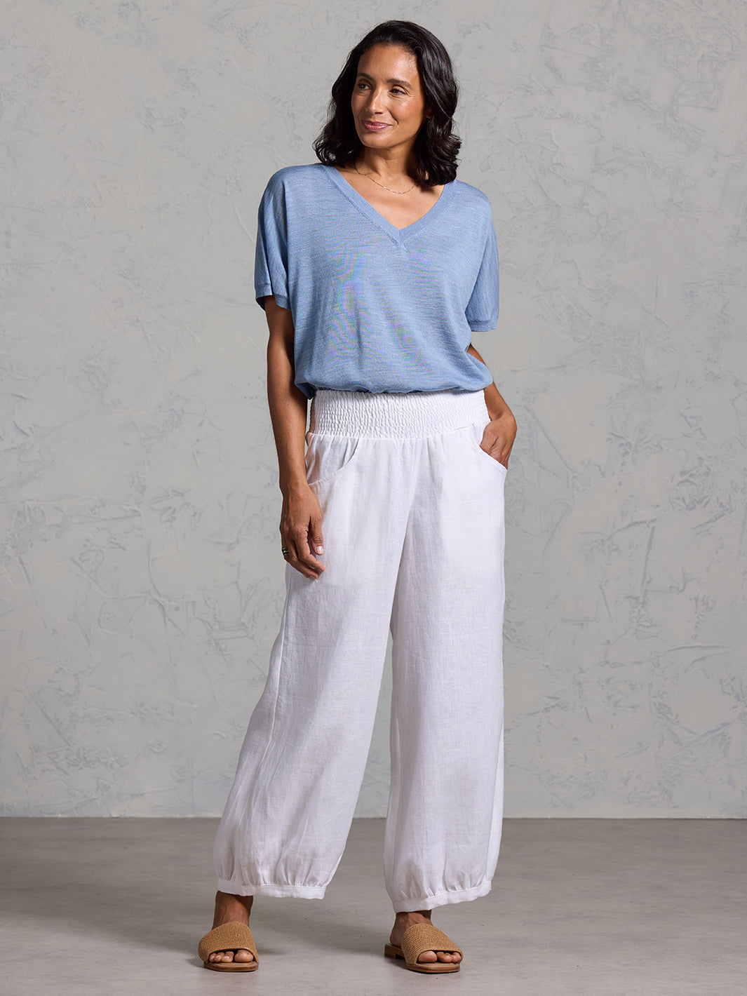 Sadhu French Linen Trousers White