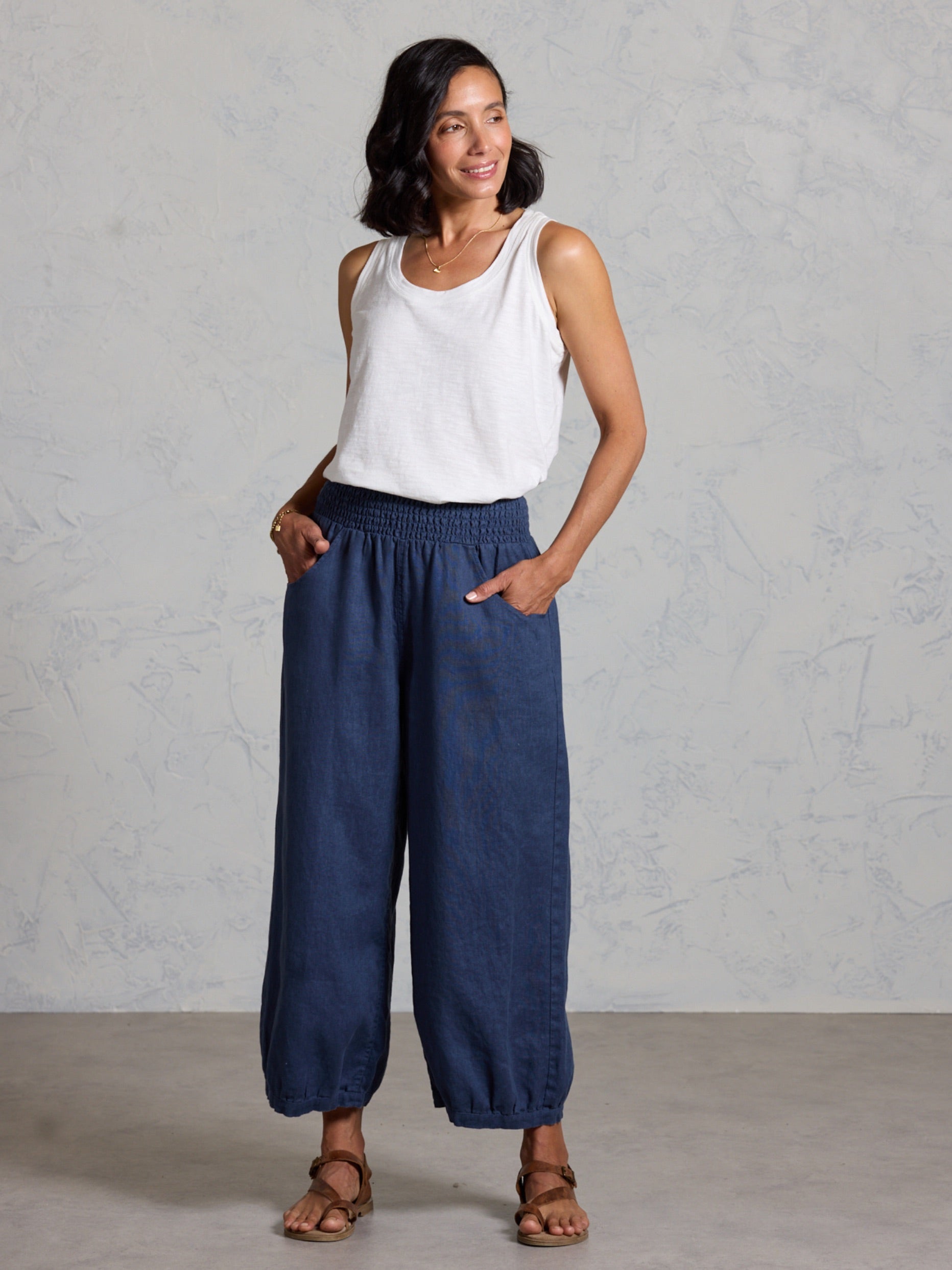 Sadhu French Linen Trousers Navy