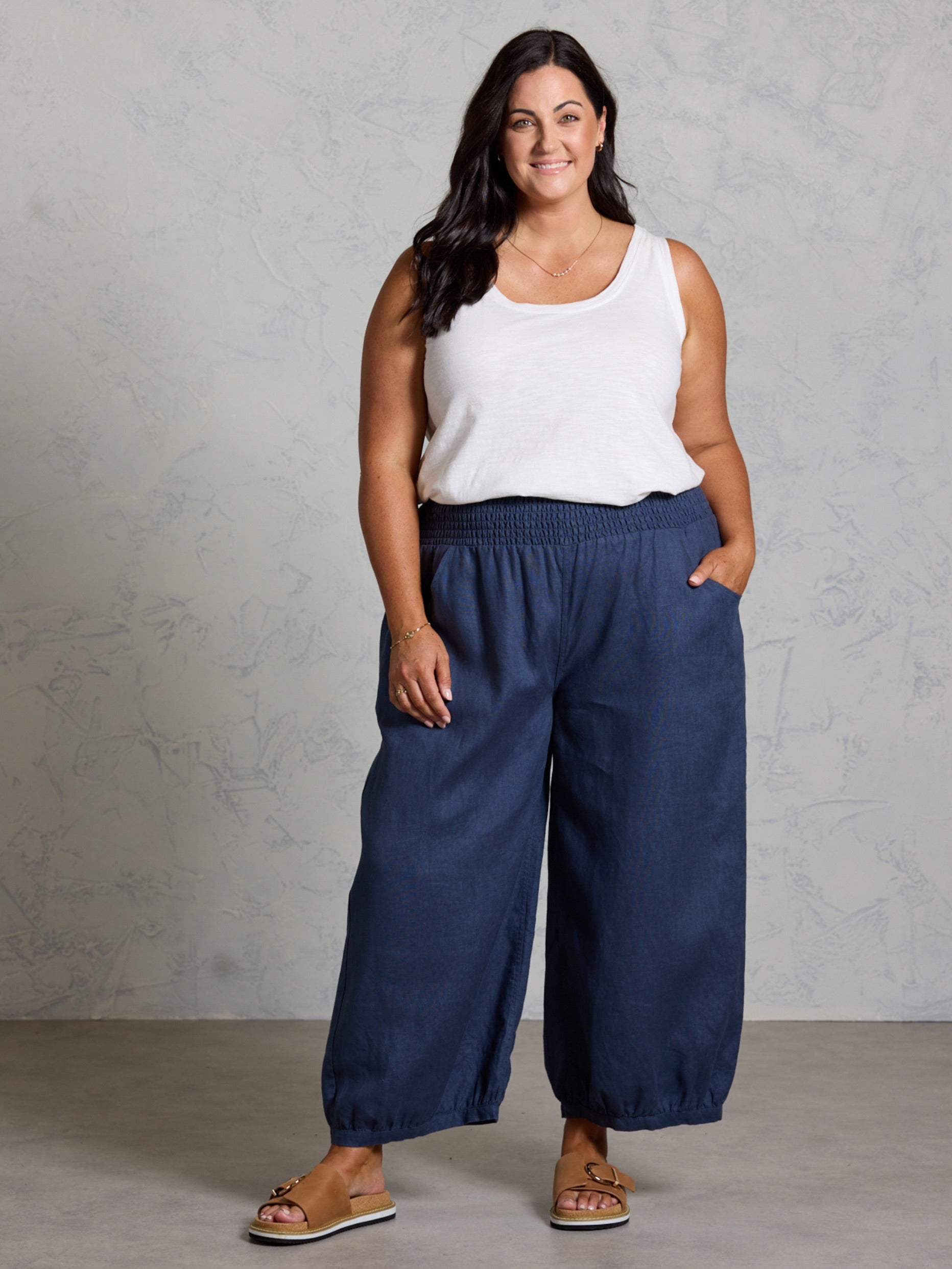 Sadhu French Linen Trousers Navy