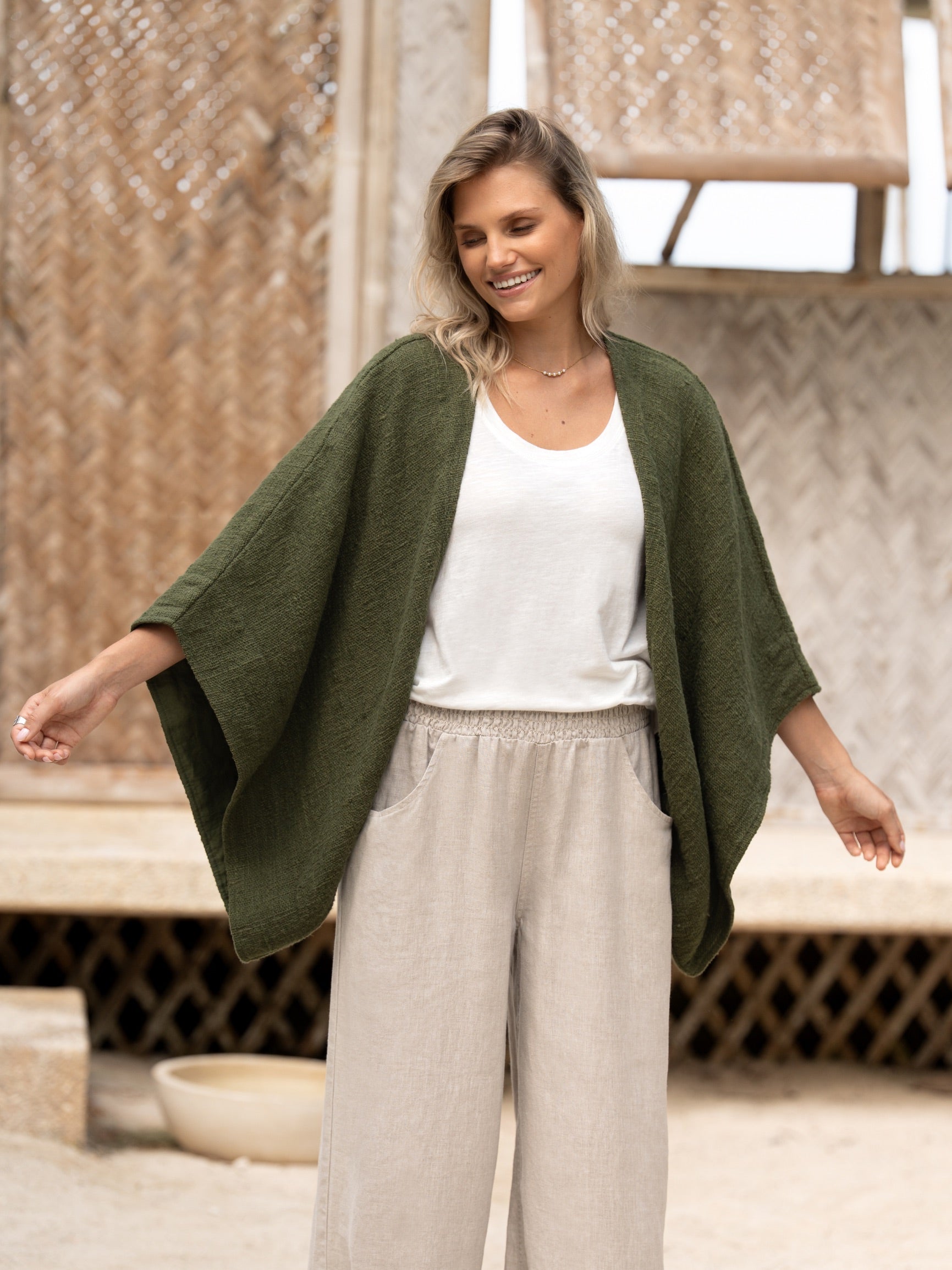 Bloom Cotton Shrug Olive