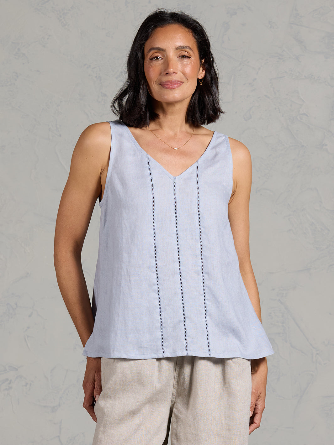 Giana French Linen Top Slate Blue