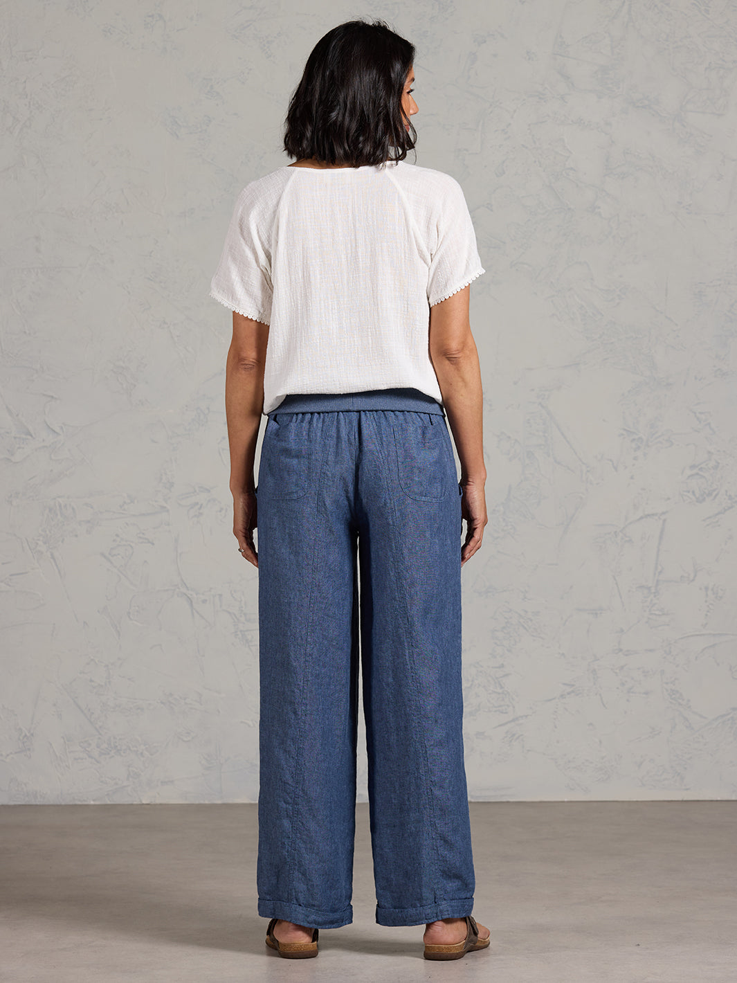 Goa French Linen Trousers Pacific Blue