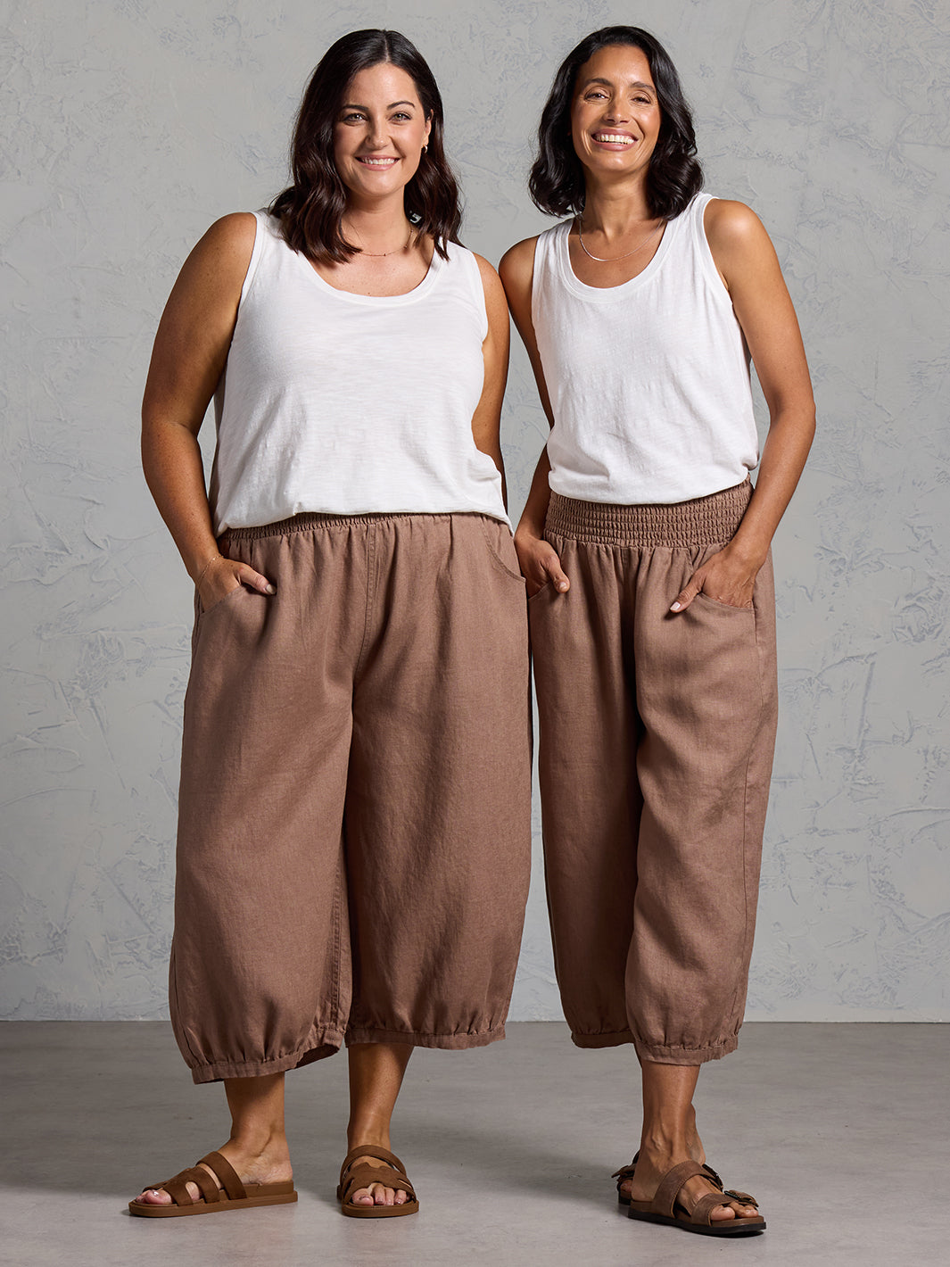 Marrakech French Linen Cropped Trousers Cinnamon