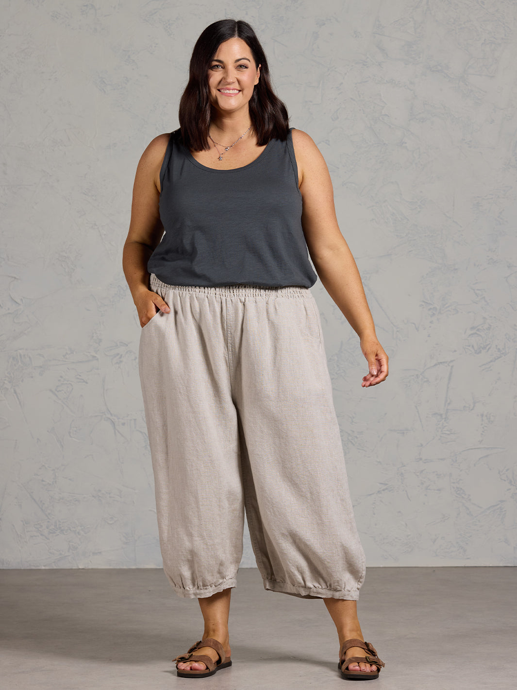Marrakech French Linen Cropped Trousers Flax