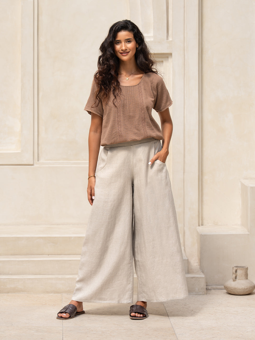 Portillo French Linen Trousers Flax