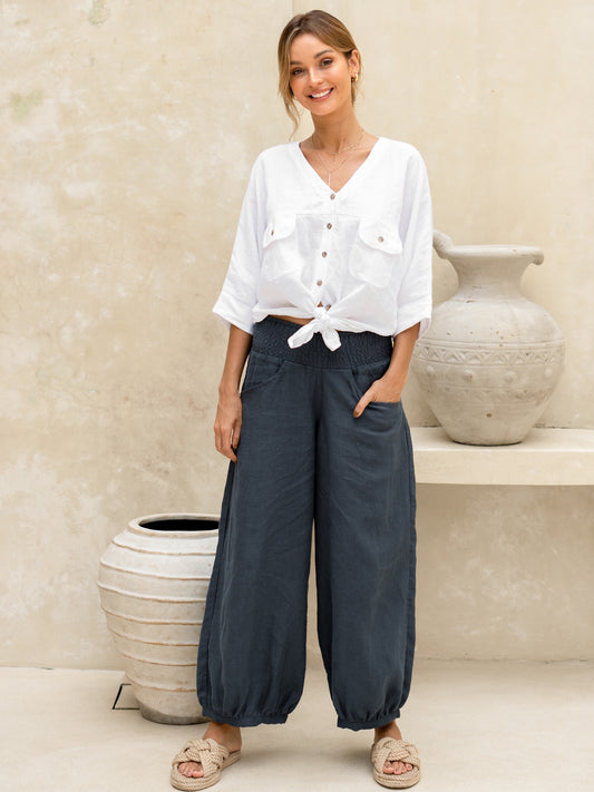 Sadhu French Linen Trousers Charcoal