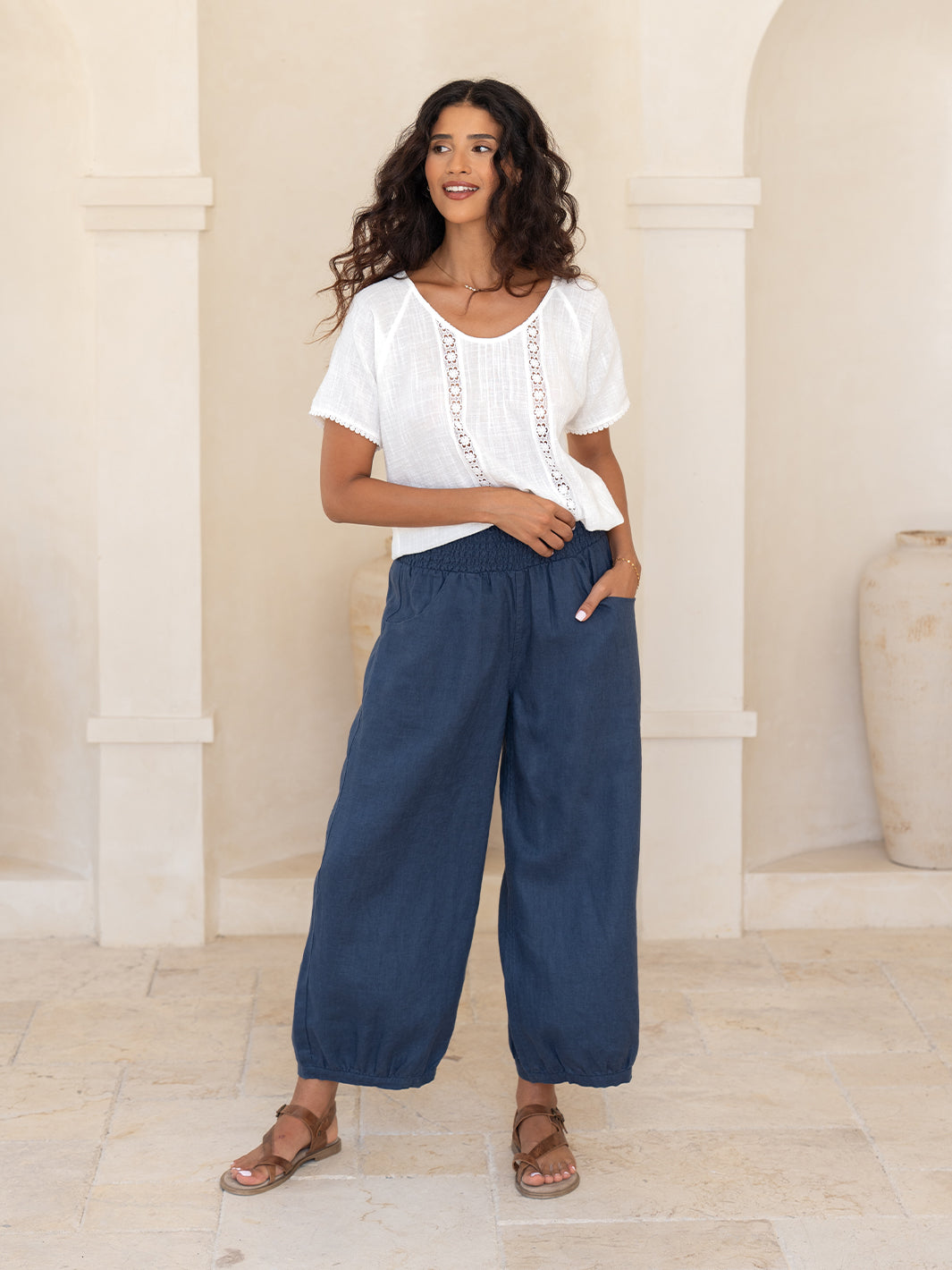 Sadhu French Linen Trousers Navy