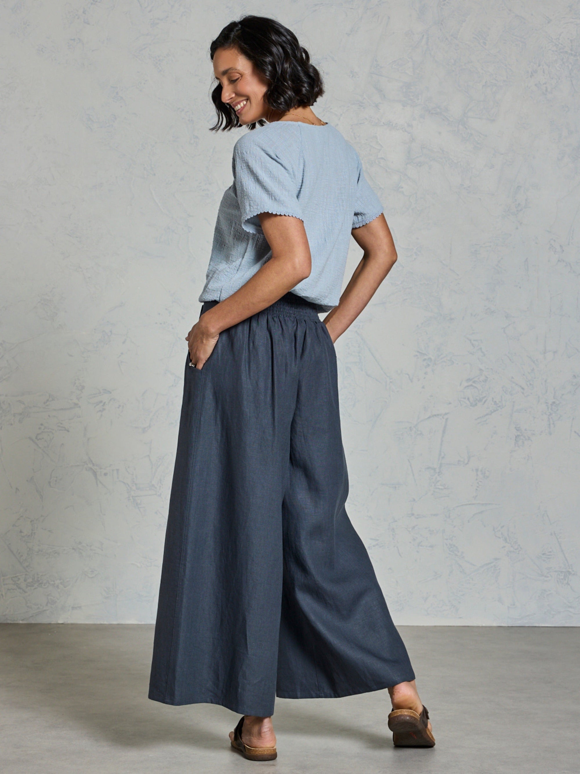 Portillo French Linen Trousers Charcoal