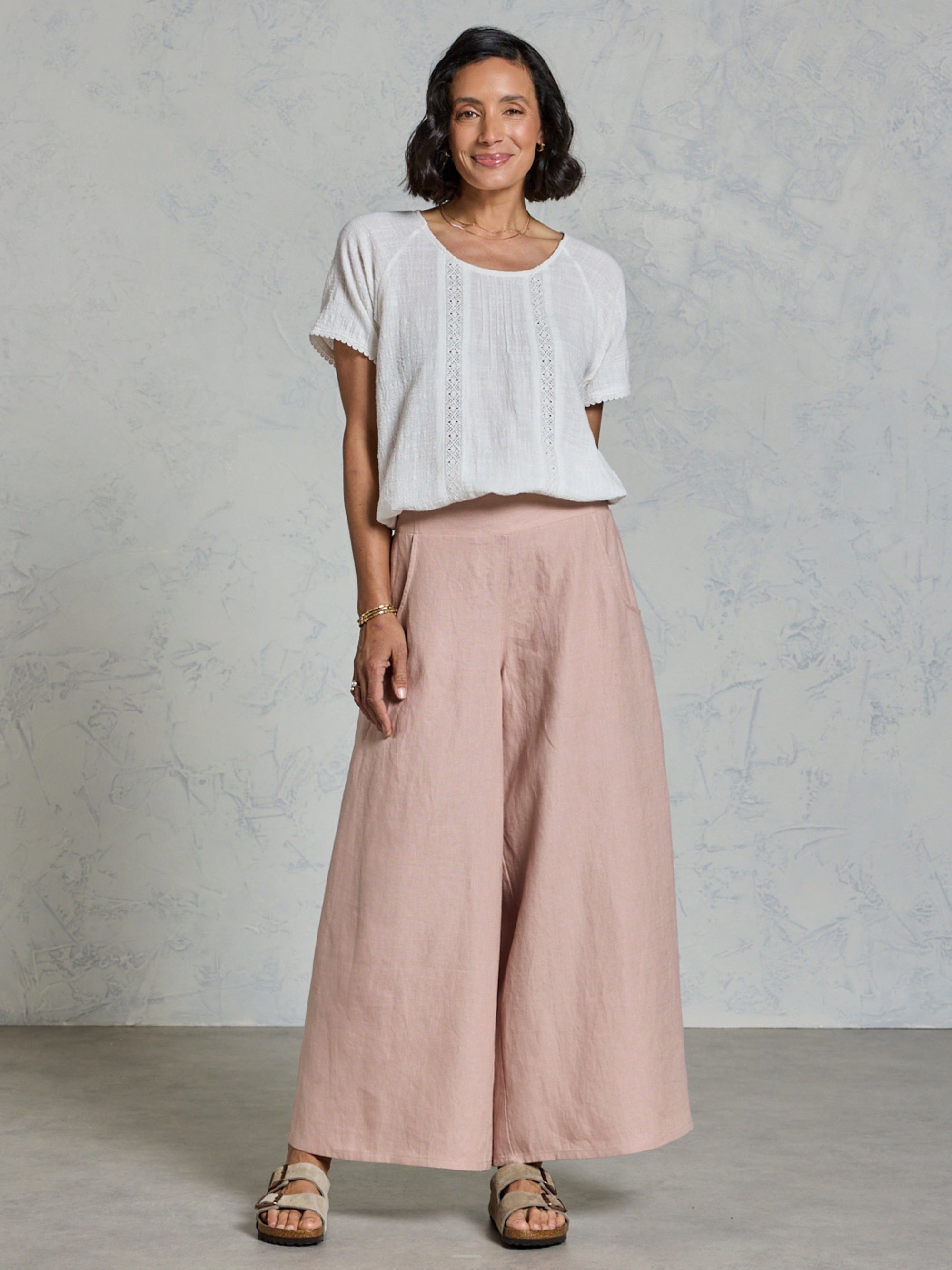 Portillo Linen Trousers Tea Rose