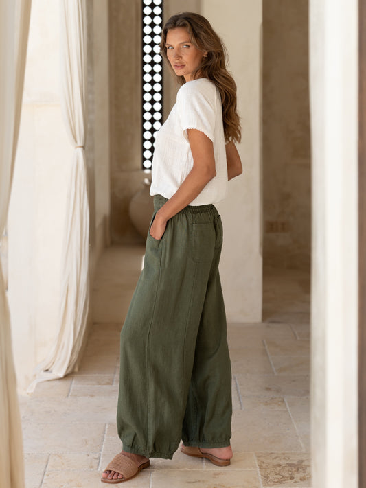 Sadhu French Linen Trousers Olive