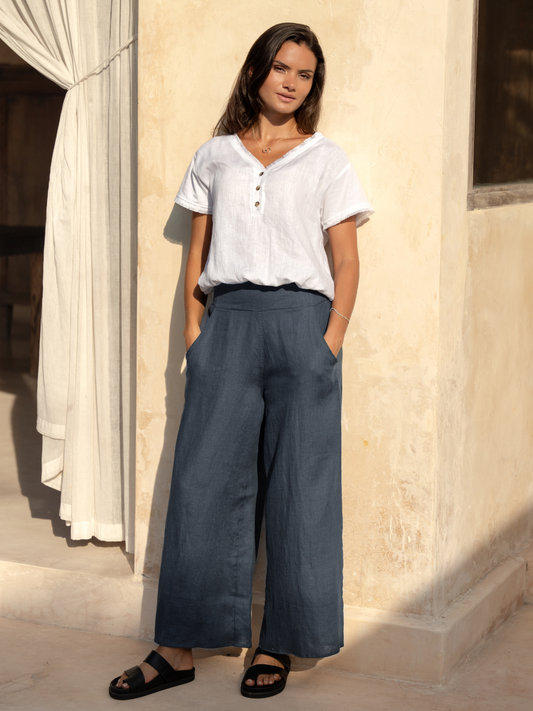 Portillo Linen Trousers Charcoal