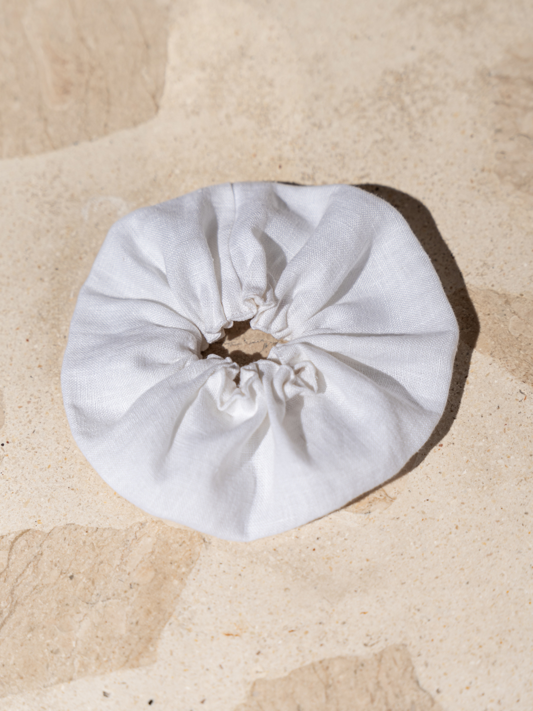 Image features Jumbo Linen Scrunchie in White