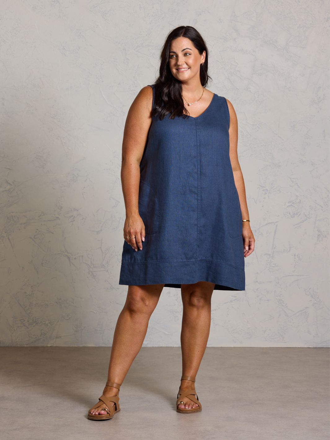 Beachcomber French Linen Dress Navy