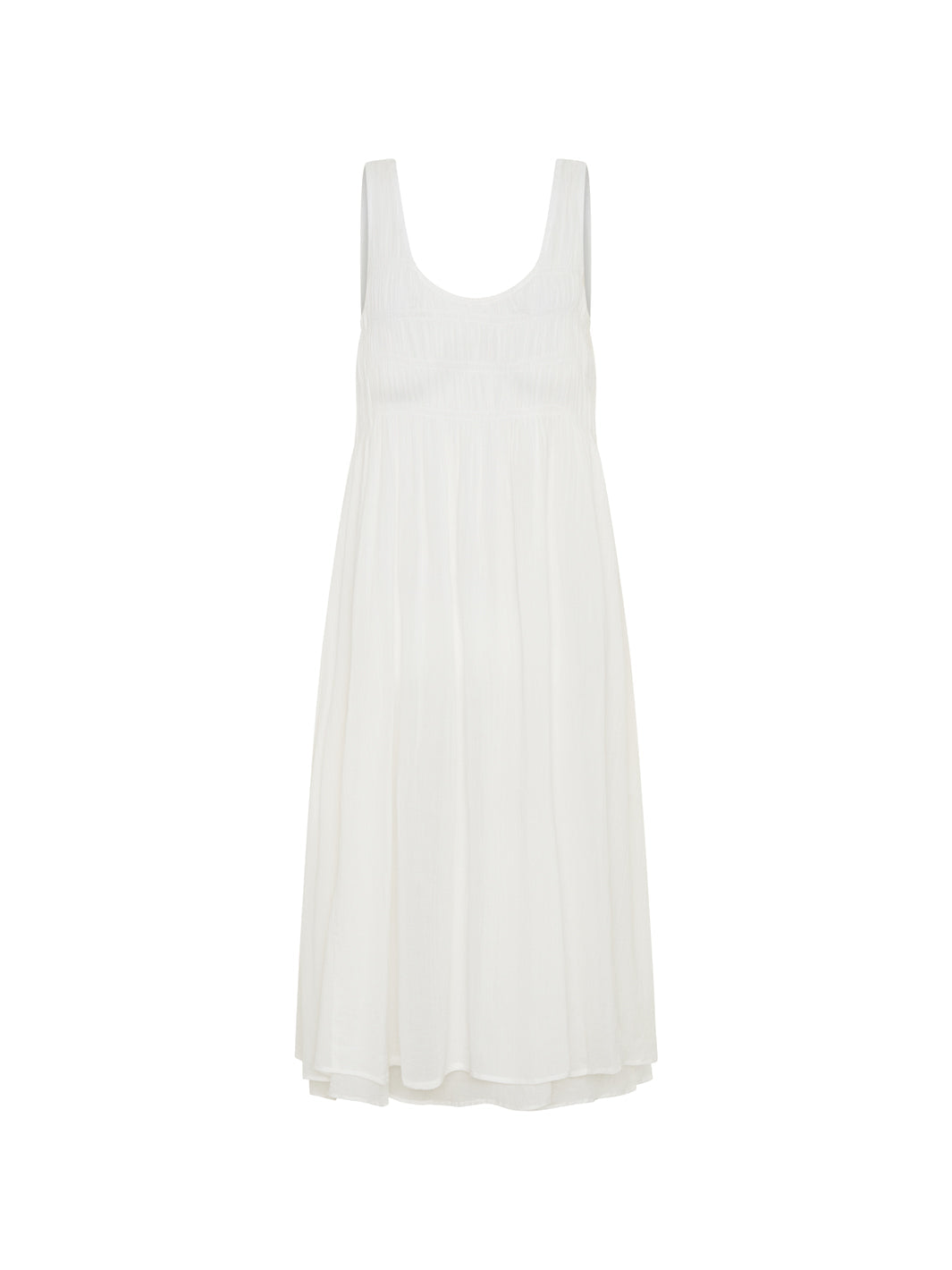 White sleeveless dress on a white background