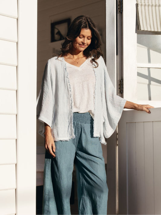 Coastal French Linen Shrug Sea Spray