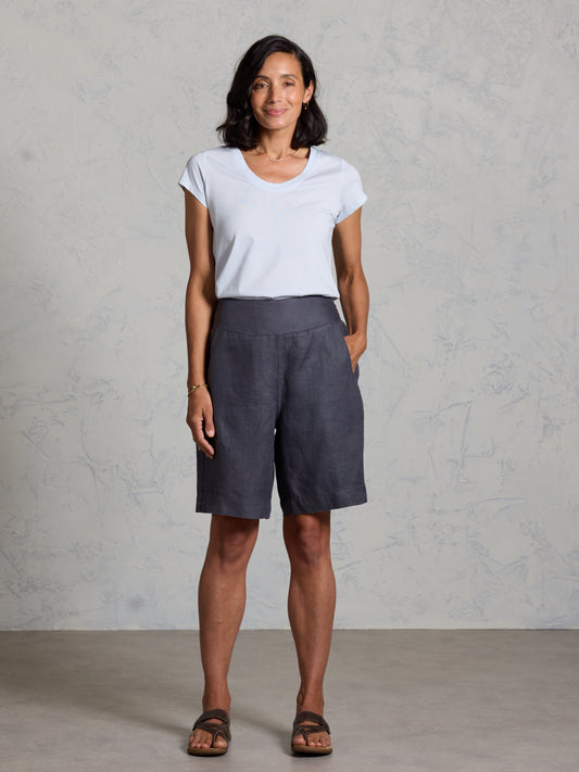 Cove French Linen Shorts Charcoal