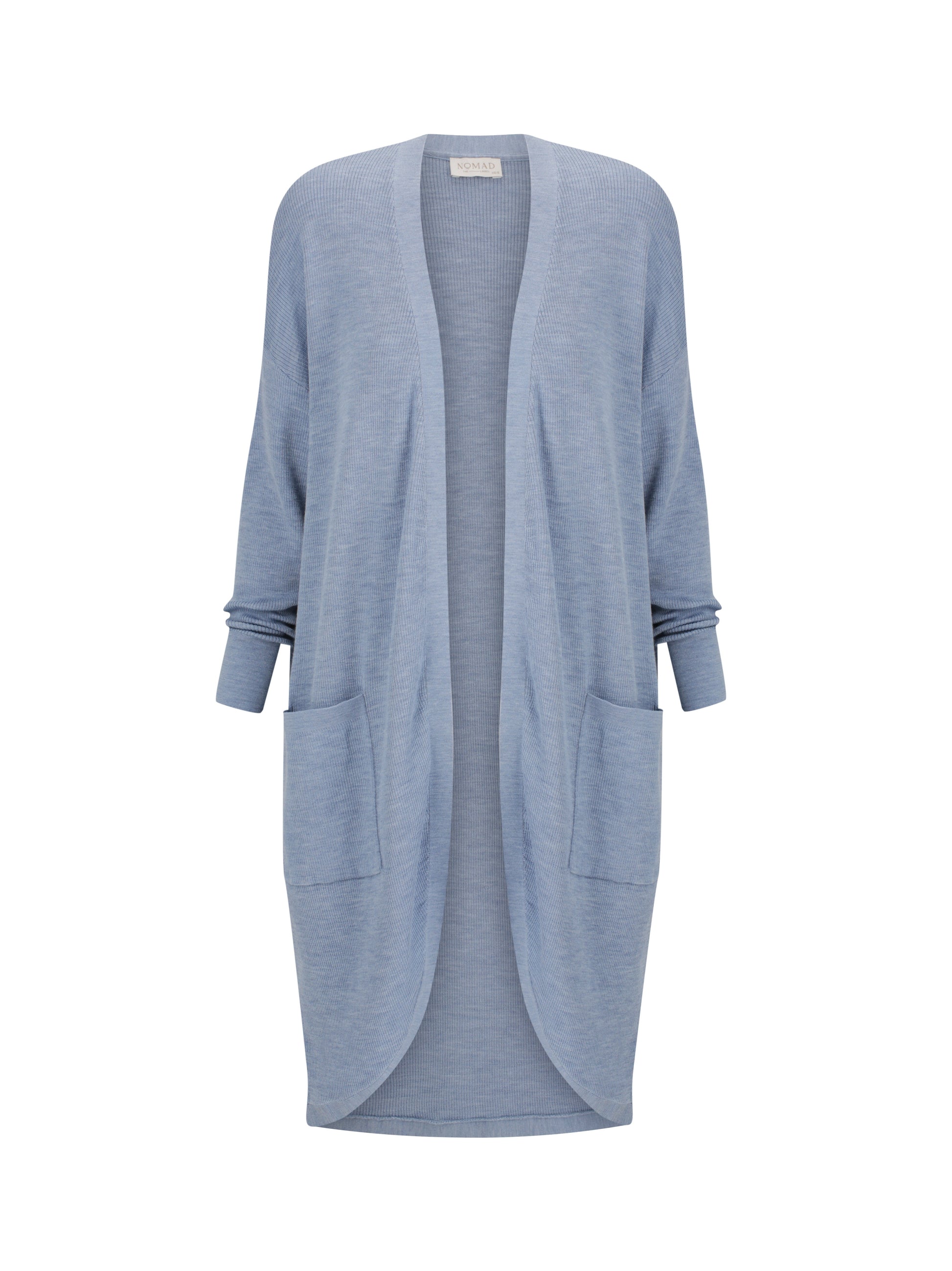 Light blue cardigan on a white background