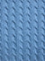 Close-up of blue textured fabric with cable knit pattern