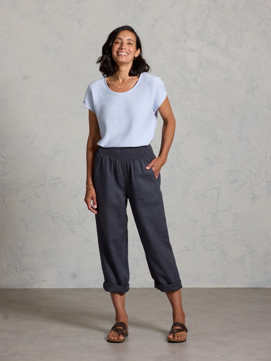 Nautical French Linen Pants Charcoal