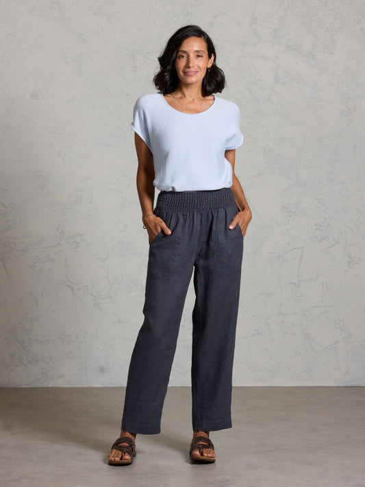 Nautical French Linen Trousers Charcoal