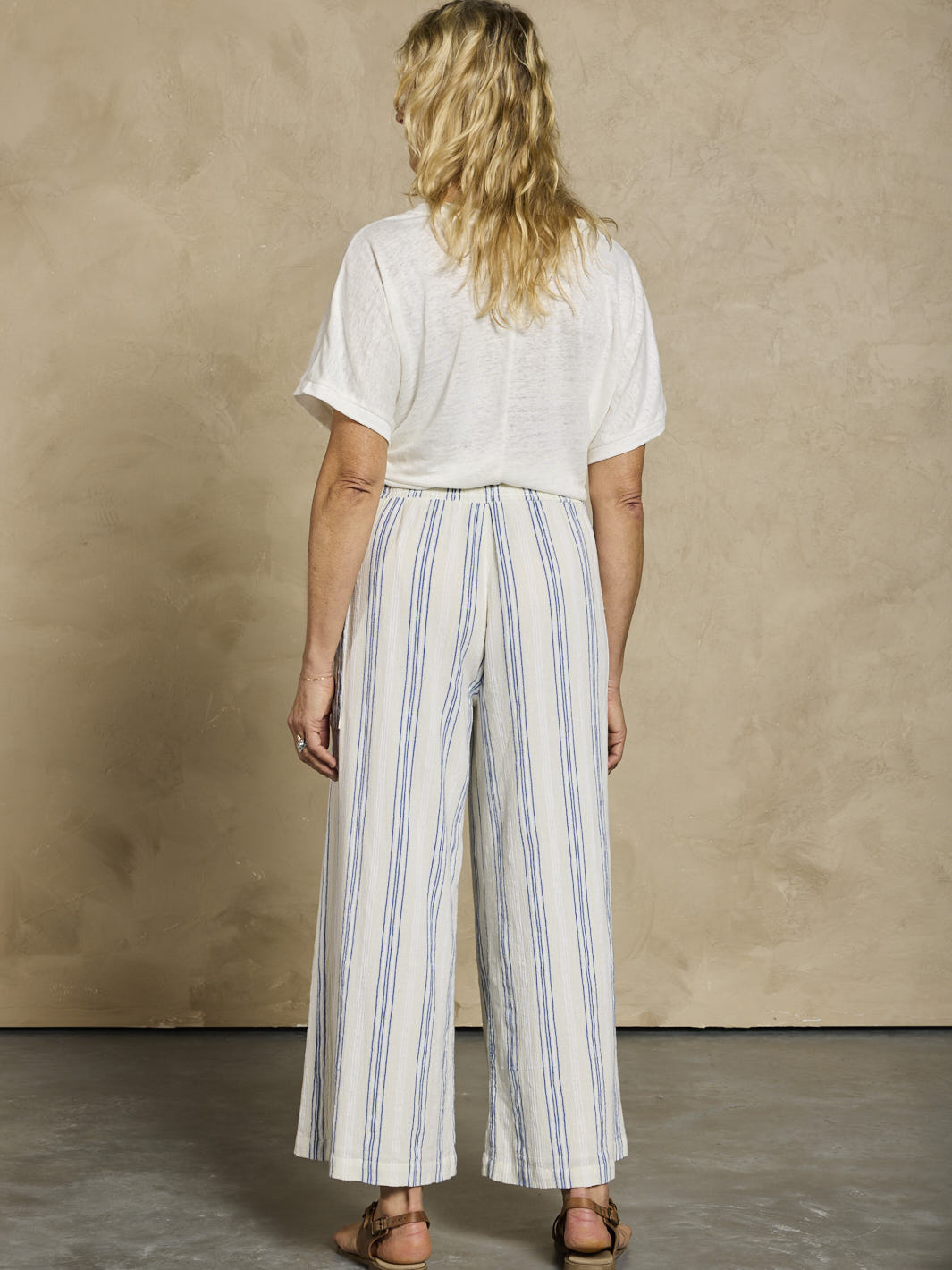 Milos Cotton Trousers Azure Stripe