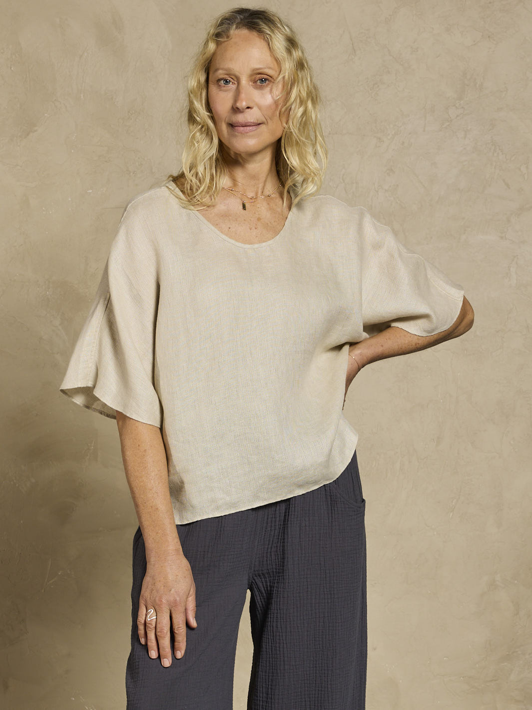Selene Linen Top Stone