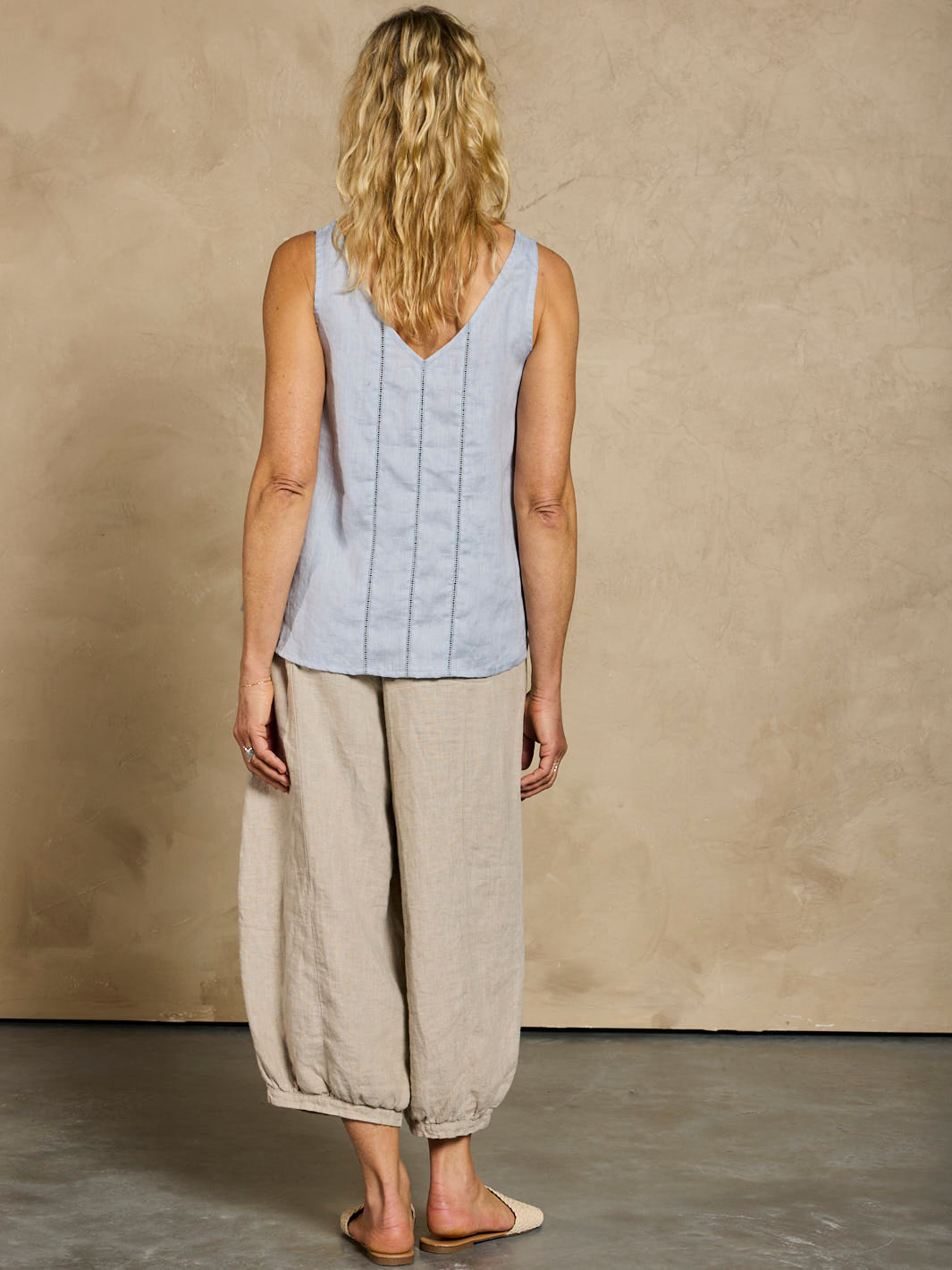 Giana Linen Top Slate Blue