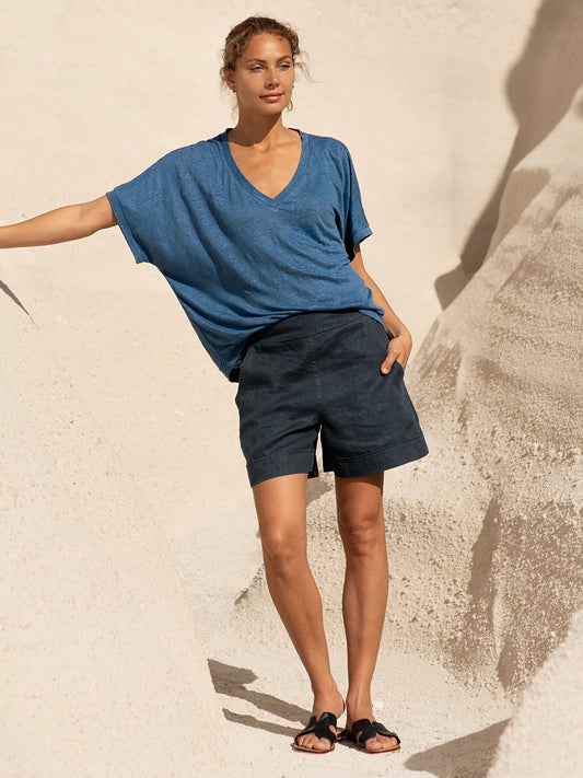 Paros Linen Shorts Charcoal