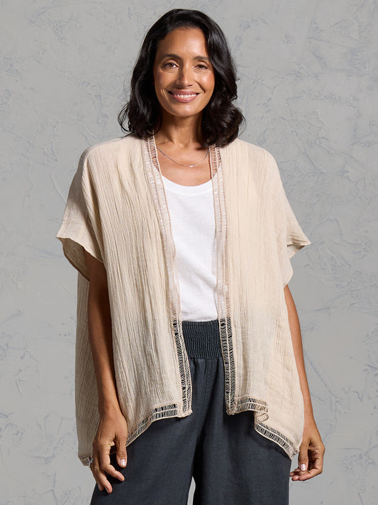 Rhea French Linen Kimono Stone