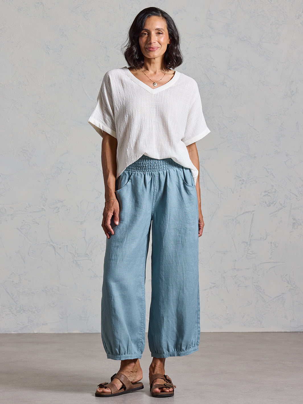 Sadhu French Linen Trousers Tahiti Blue