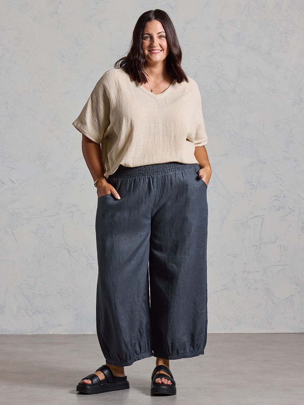 Sadhu French Linen Trousers Charcoal