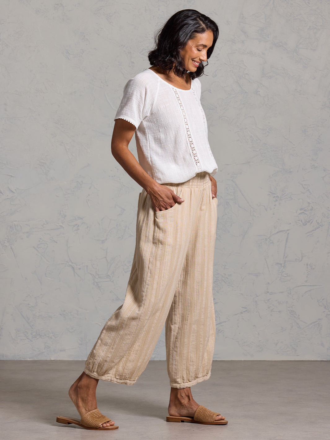 Sadhu Cotton Trousers Sand Stripe