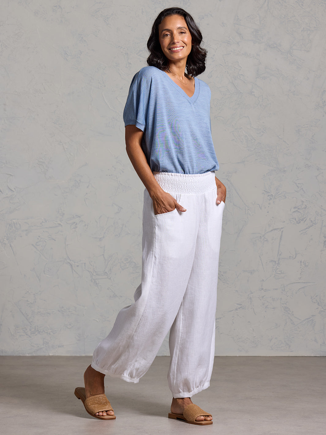 Sadhu French Linen Trousers White