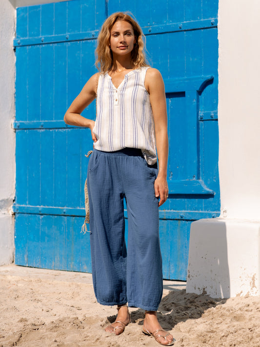 Sadhu Cotton Trousers Aegean Blue